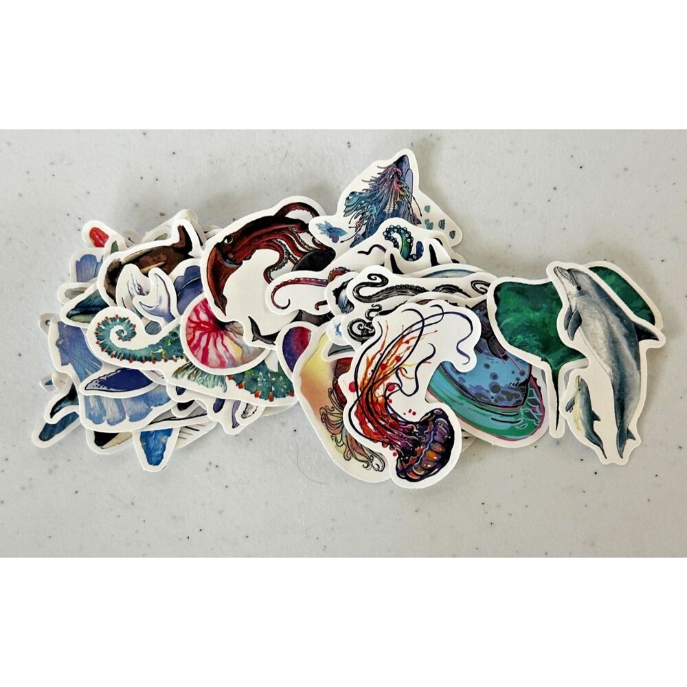 “Sea Life Stickers – Lot of 39 | Ocean Animals | Waterproof Vinyl Decals”